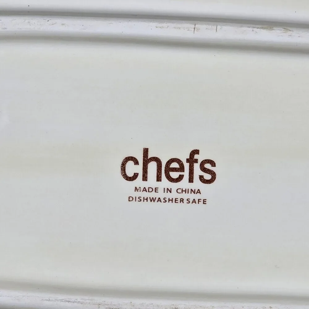 Chefs French Farmhouse Oval Bread Baguette Platter Plate Tray Minimalist Script